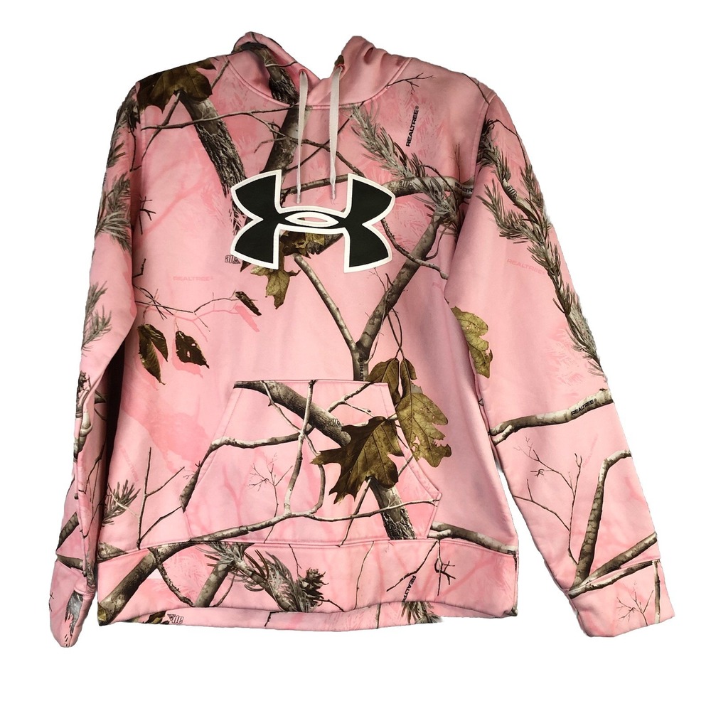 Under Armour Hoodie Womens Medium Pink Camo Hunting Camouflage Realtree Flaw